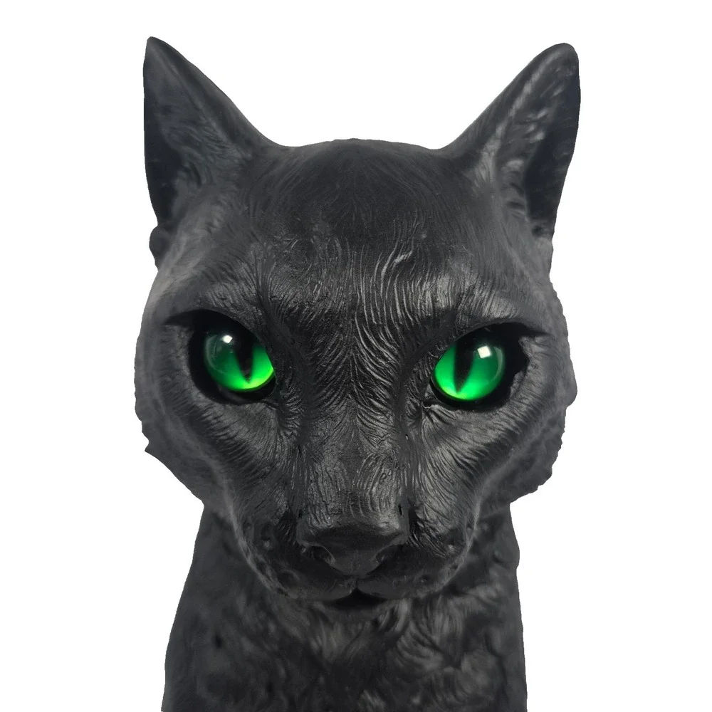 Black Cat Figurine 13 Inch Green Eyes Gothic Witch Halloween Statue Decor